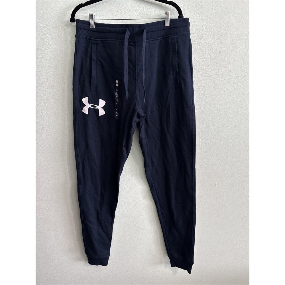 Under Armour UA Rival Men's Joggers Pants M Navy Blue Fleece Logo Sweatpants NWT